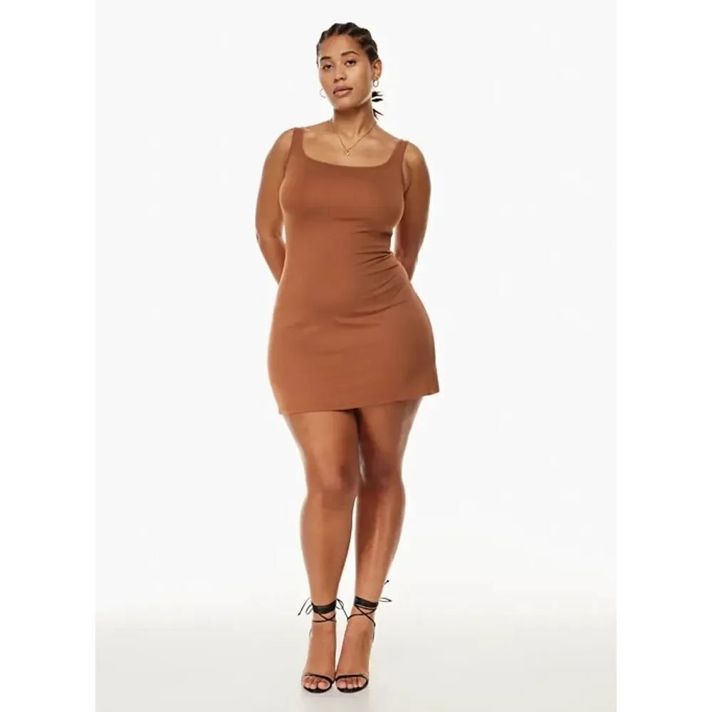 NEW Wilfred Trance Mini Dress in Mocha Sorbet Brown Size Medium